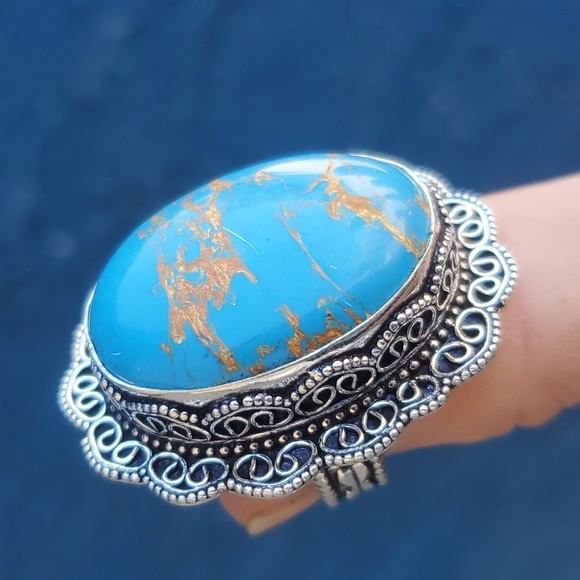 New Copper Turquoise 925 Silver Ring. - Picture 4 of 16